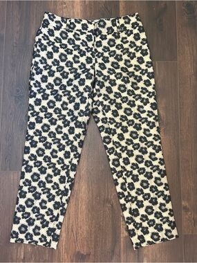 Ann Taylor Black & White Floral Ankle Pants